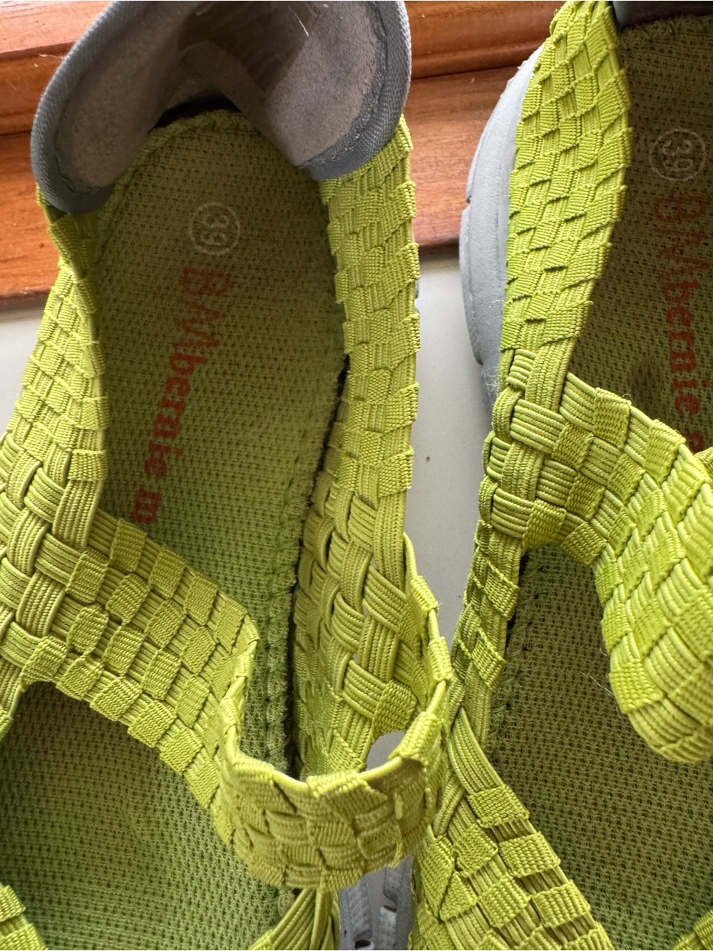 Lime Green Woven Mary Jane Slip-On Shoes